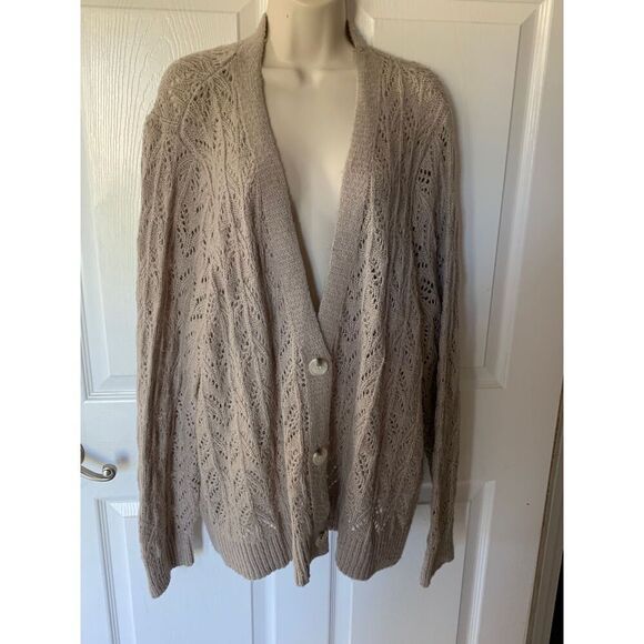 Lane Bryant Tan Cardigan Sz 26/28 Winter Fall - Picture 2 of 7